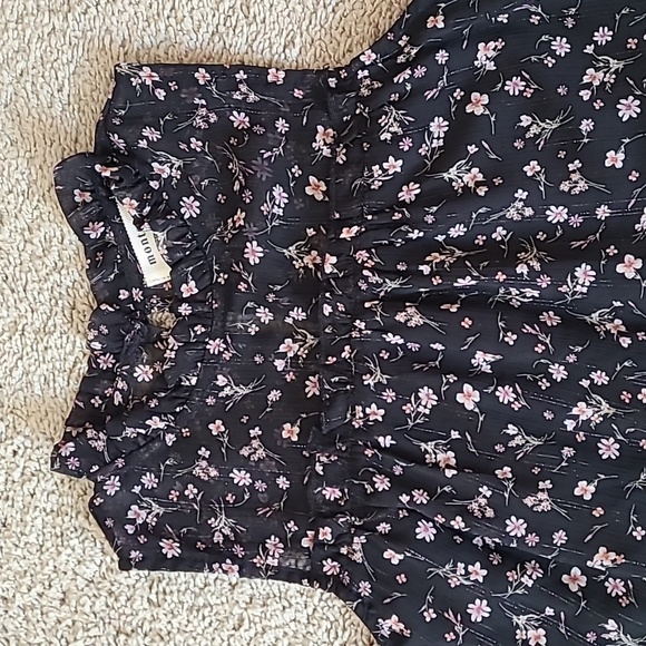 Monteau Floral Ruffle Babydoll Swing Top - Picture 1 of 16